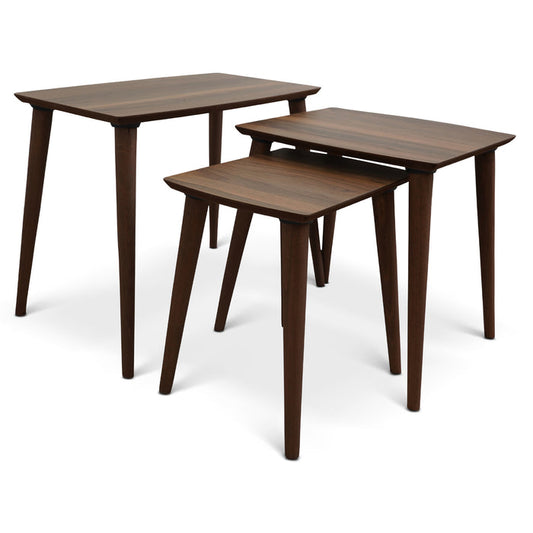 Ronald MCM Nesting End Wood Tables (Set Of 3)