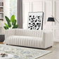 April Glam Channel Tufted Beige Boucle Sofa 86"