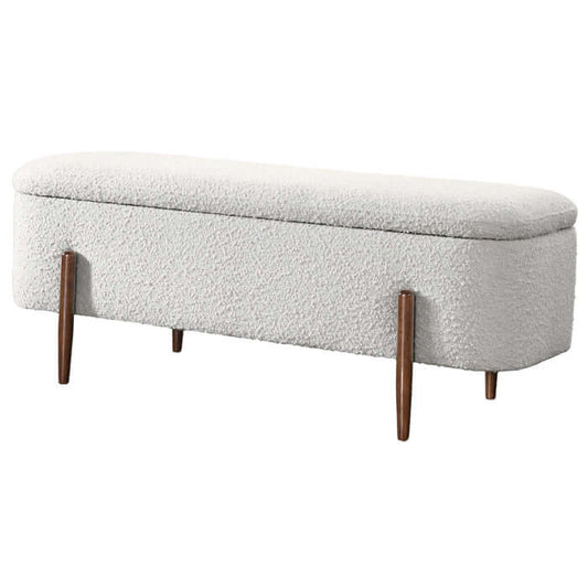 Sarna Lift-Top Ivory Boucle Storage Bench 48" – Modern Upholstered Bench with Hidden Storage
