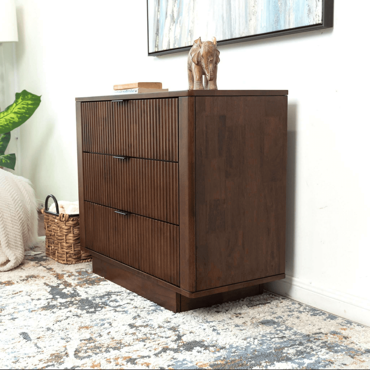 Lola MCM Styled Walnut Nightstand for Bedroom - Revel Sofa 
