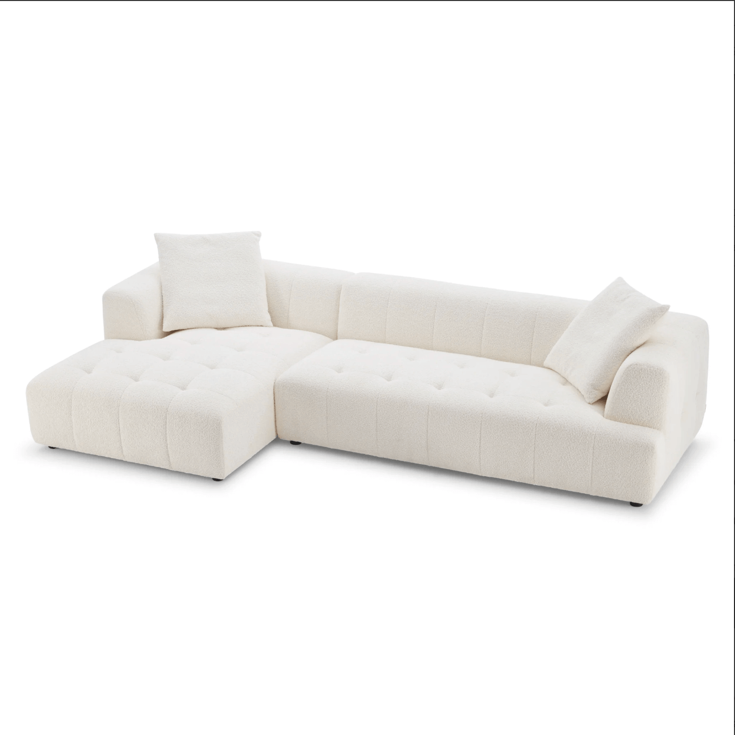 Kaynes Modern Tufted Boucle L-Shaped Sectional Chaise Sofa 120" - Revel Sofa 