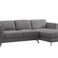 Beckett MCM Gray Fabric L Shaped Sectional Sofa w/ Right Facing Chaise 98" - Revel Sofa 