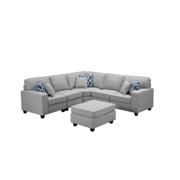 Sonoma Modular Linen Corner Sectional Sofa and Ottoman 98 - Revel Sofa 