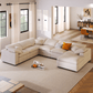 Modern Low Profile Modular U-Shaped Sectional Sofa with Ottoman in Gray or Beige 129" - Revel Sofa 
