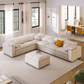 Modern Low Profile Modular U-Shaped Sectional Sofa with Ottoman in Gray or Beige 129" - Revel Sofa 