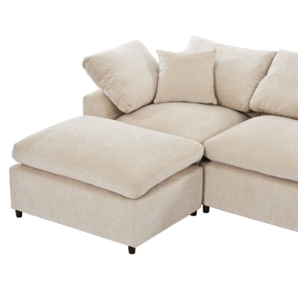 Modern Low Profile Modular U-Shaped Sectional Sofa with Ottoman in Gray or Beige 129" - Revel Sofa 