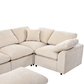 Modern Low Profile Modular U-Shaped Sectional Sofa with Ottoman in Gray or Beige 129" - Revel Sofa 