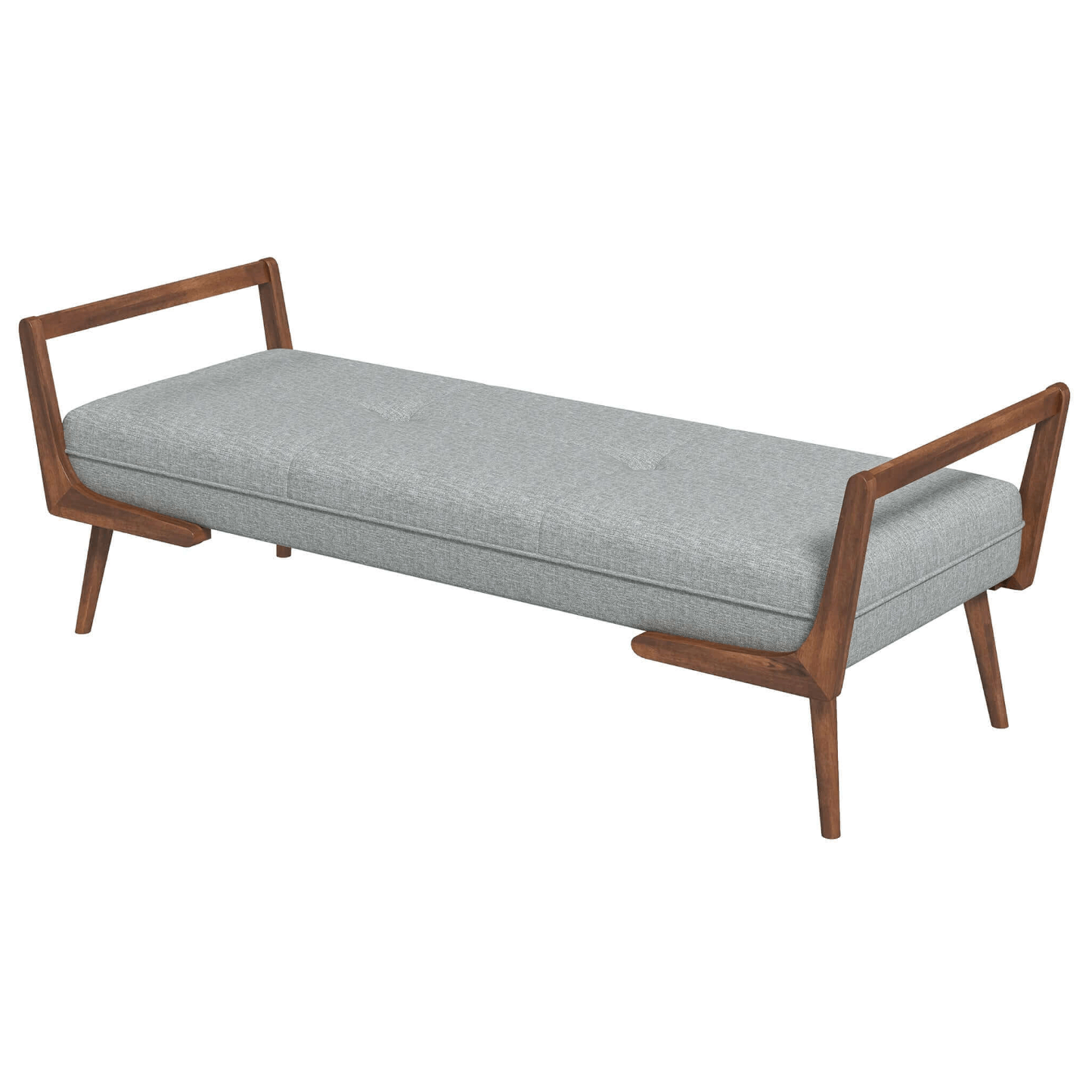 Cora MCM Style Gray Upholstered Fabric Bench - Revel Sofa 