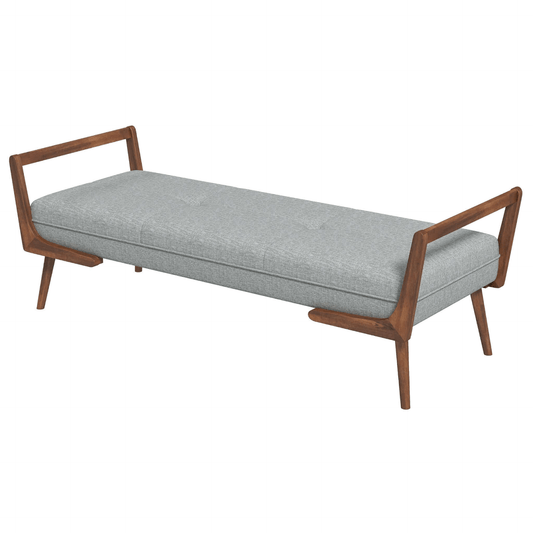 Cora MCM Style Gray Upholstered Fabric Bench - Revel Sofa 