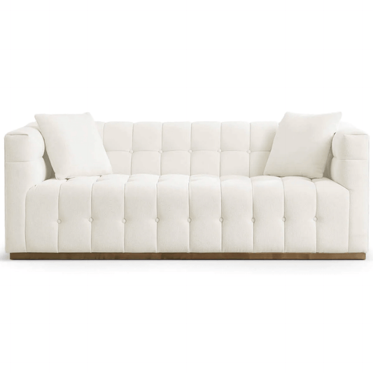 Eleanor MCM Tufted Beige Boucle Sofa 85" - Revel Sofa 