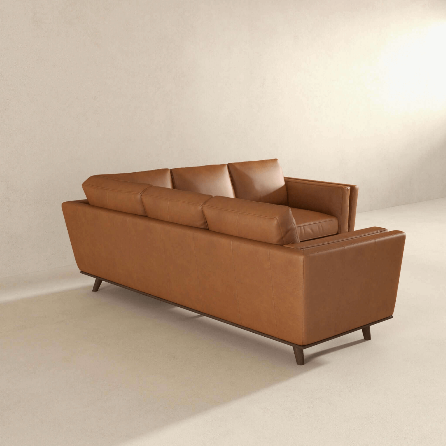 Farsah MCM Style Leather Corner Sectional Sofa 93" - Revel Sofa 