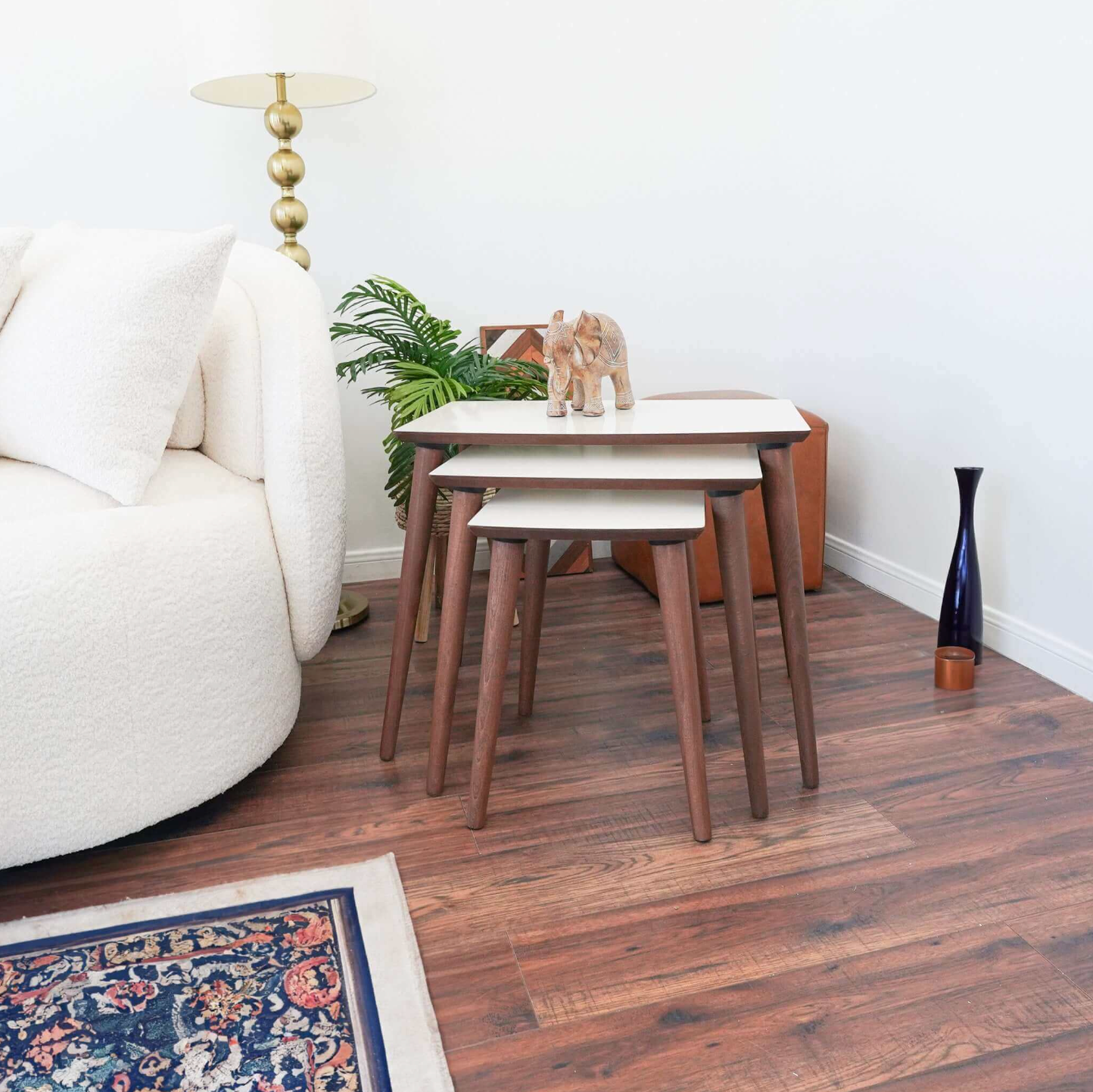Ronald MCM Nesting End Tables In Walnut or White Top (Set Of 3) - Revel Sofa 