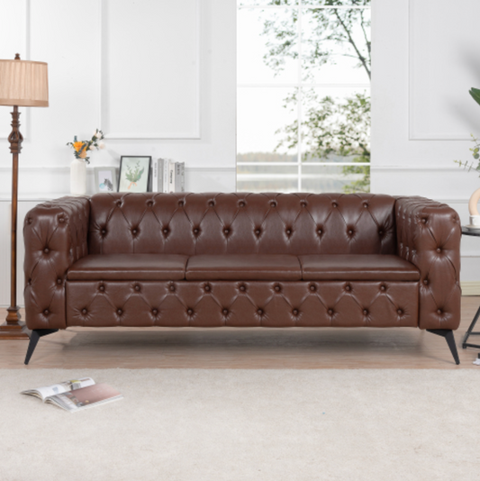 Styled Button-Tufted Square Arm Sofa, 3 Seater 84” - Revel Sofa 