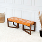 Riley MCM Button Tufted Genuine Leather Wood Base Bench 52" - Revel Sofa 