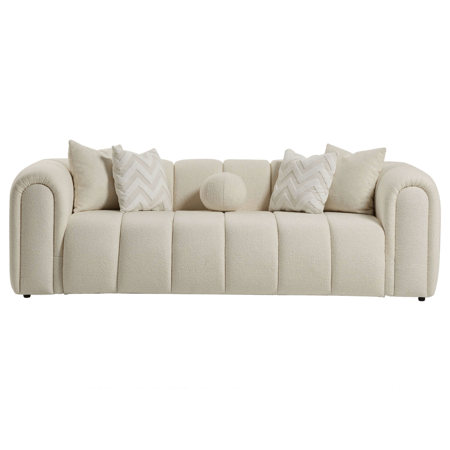 Beatrice Channel Tufted Boucle Sofa, Ivory 93" - Revel Sofa 