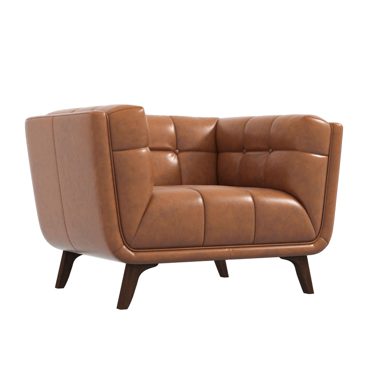 Addison MCM Styled Tufted Leather Lounge Chair with Mid-Century Modern Design and Clean Lines