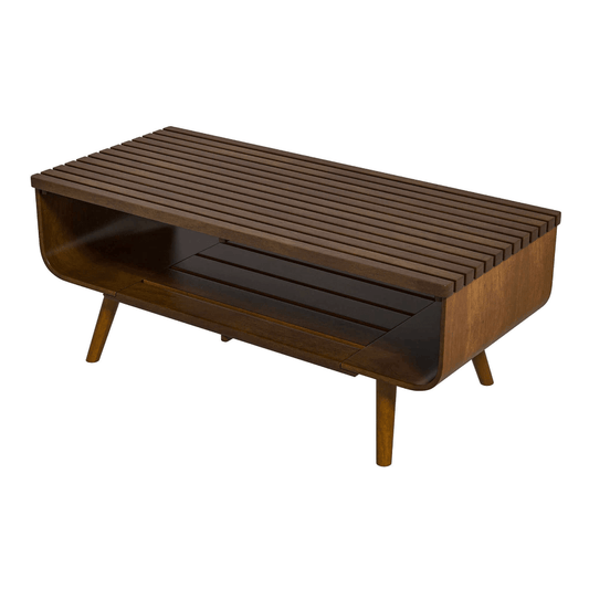 Alice Solid Wood 2 Tier Coffee Table in Walnut 44” - Revel Sofa