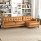 Allison MCM Style Genuine Leather Sectional Sofa with Chaise 113" - Revel Sofa 