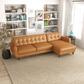 Allison MCM Style Genuine Leather Sectional Sofa with Chaise 113" - Revel Sofa 