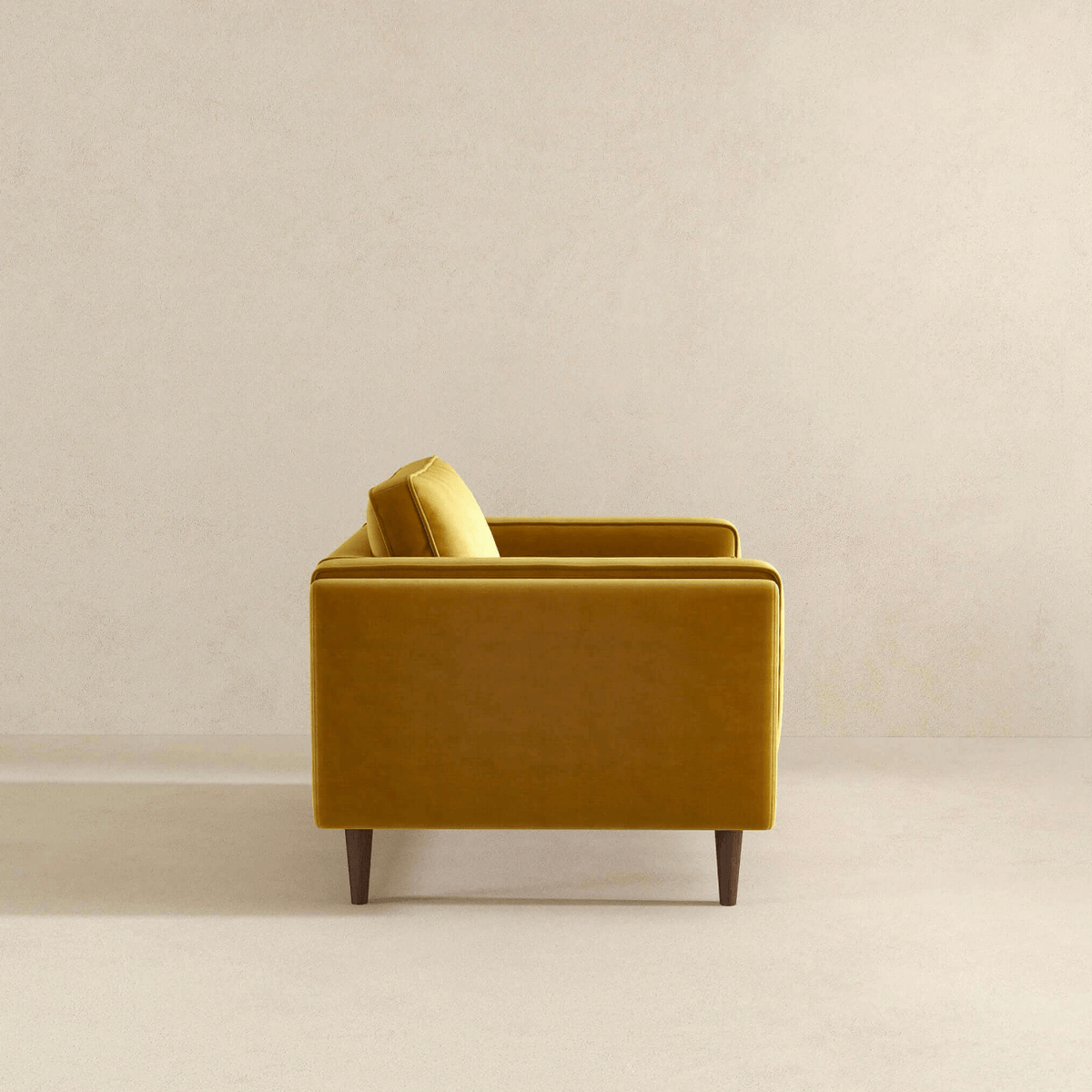 Amber MCM Velvet Accent Lounge Chair – Mid-Century Modern Upholstered Armchair (7 Colors, Plush Cushioning) side view