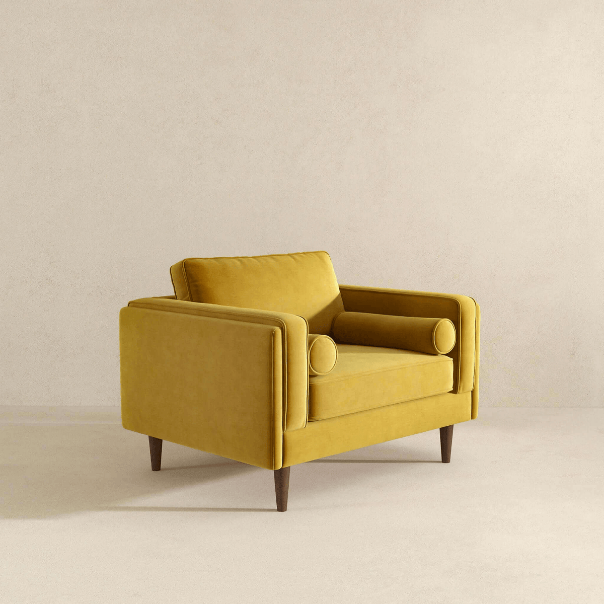 Amber MCM Velvet Accent Lounge Chair – Mid-Century Modern Upholstered Armchair (7 Colors, Plush Cushioning)
