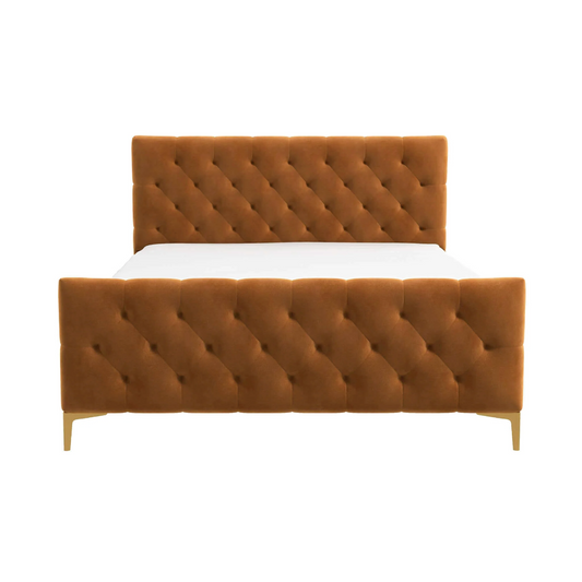 Bailey Velvet Upholstered Tufted Platform Bed Frame - Revel Sofa