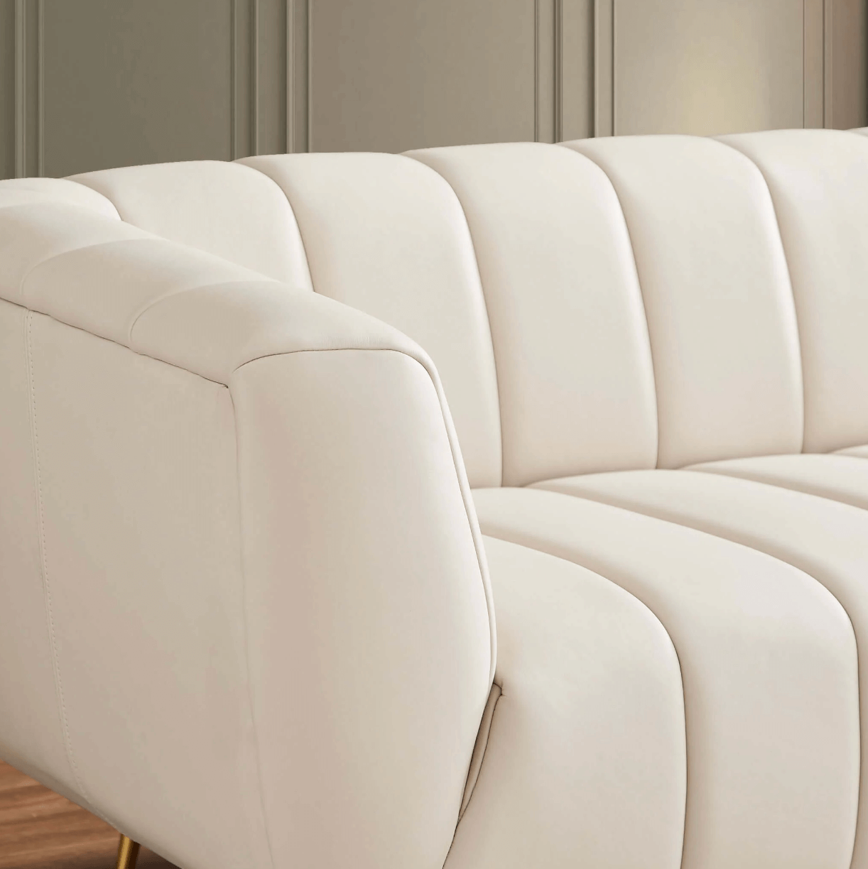 LaMattina MCM Genuine Leather Channel Tufted Sofa 86” - Revel Sofa 