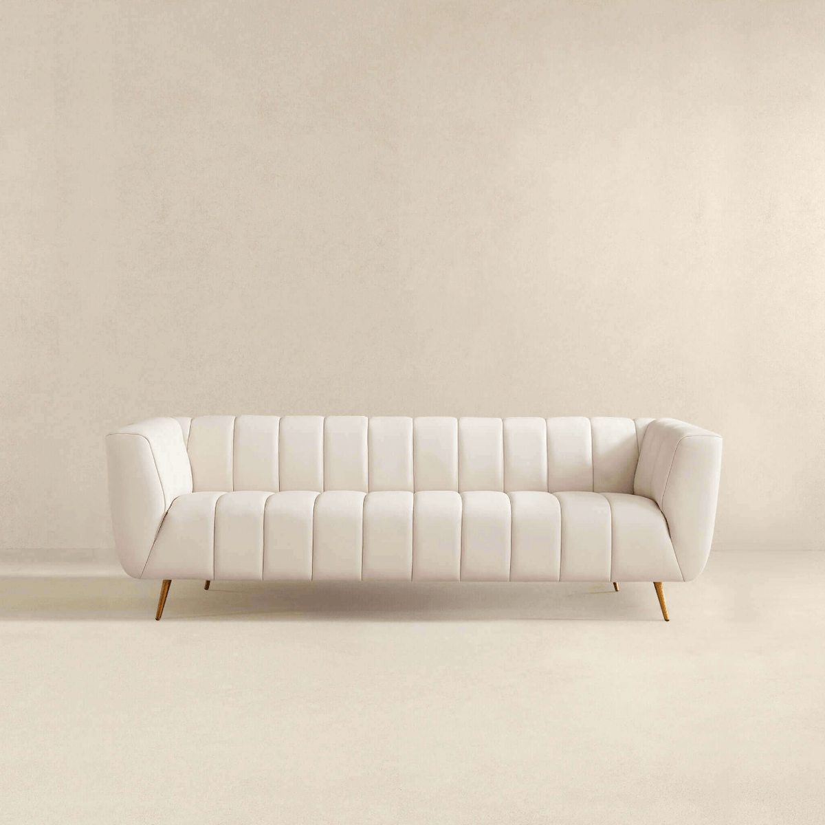 LaMattina MCM Genuine Leather Channel Tufted Sofa 86” - Revel Sofa 