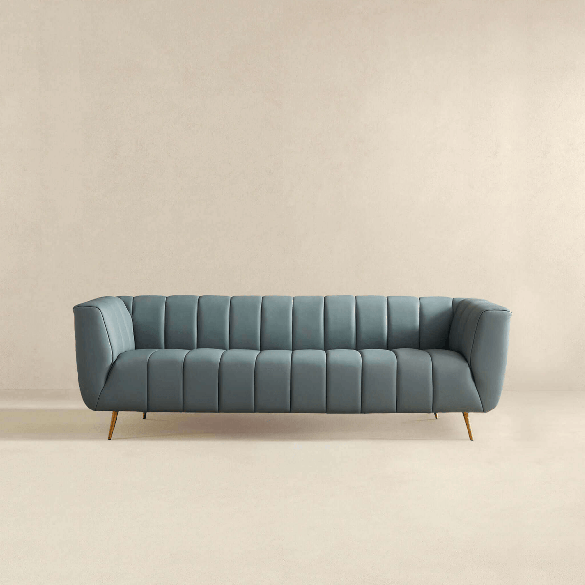 LaMattina MCM Genuine Leather Channel Tufted Sofa 86” - Revel Sofa 