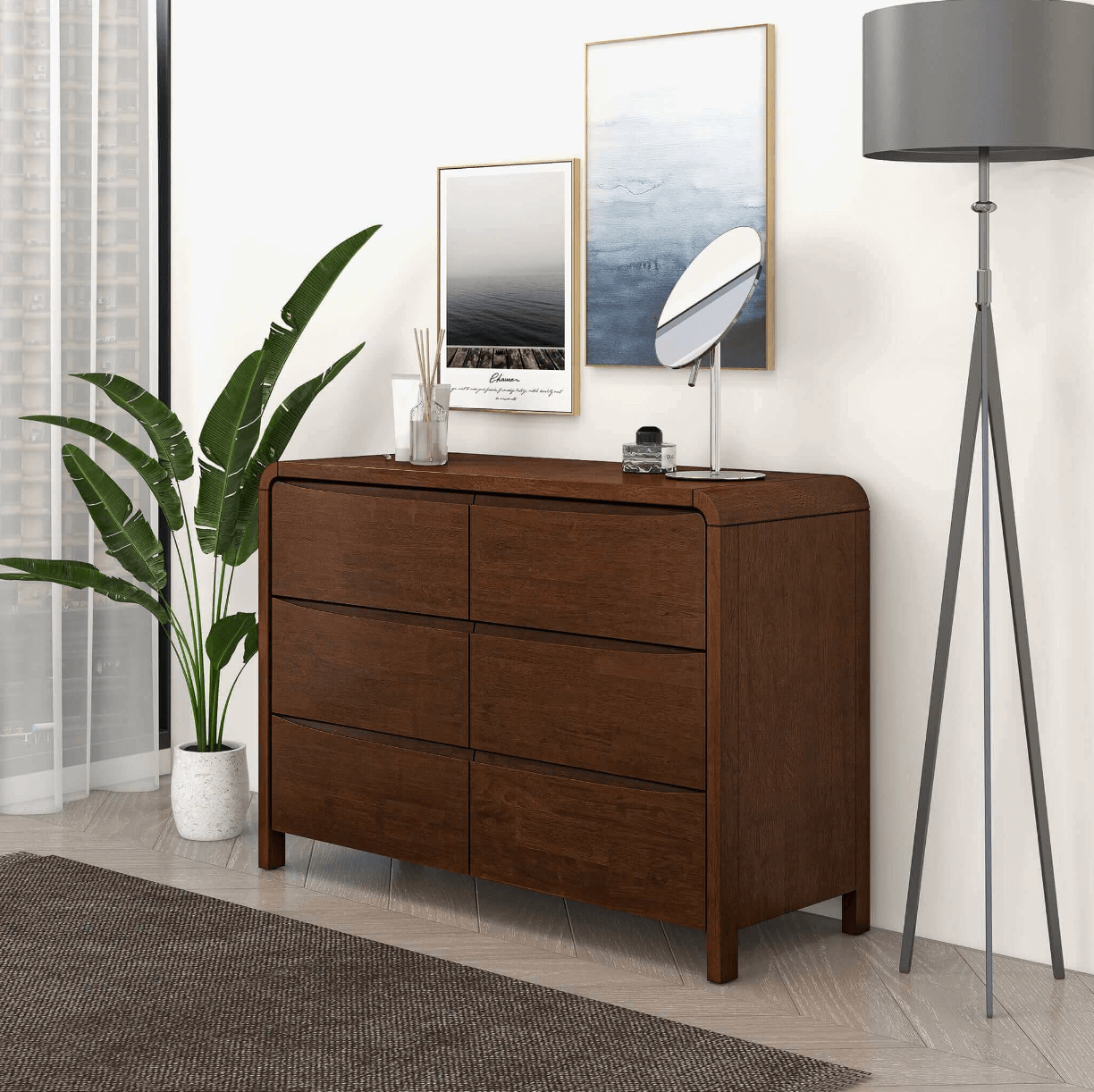 Lionel MCM Style Solid Wood 6-Drawer Bedroom Dresser (47") - Revel Sofa 