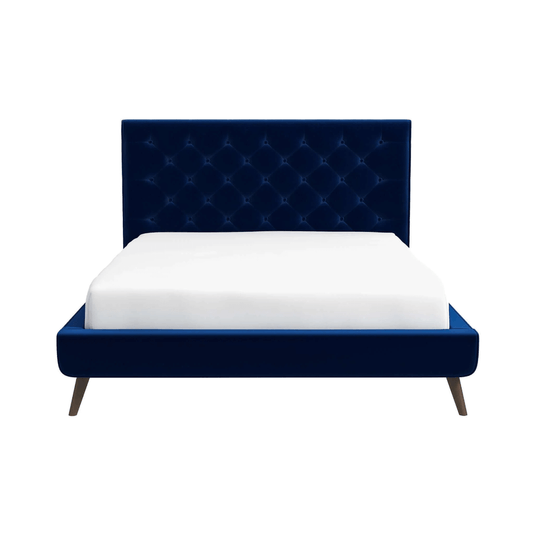 Dillon MCM Platform Bed with Button Tufted Velvet Upholstery - Revel Sofa