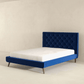 Dillon MCM Platform Bed with Button Tufted Velvet Upholstery - Revel Sofa 