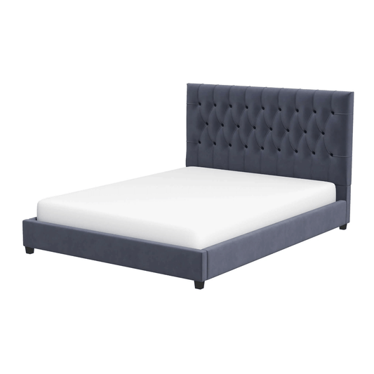 Donald MCM Button Tufted Velvet Platform Bed Frame - Revel Sofa
