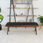 Keira MCM Solid Wood Bench Black Vegan Leather Upholstered Top 51" - Revel Sofa 