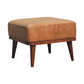MCM Styled Genuine Buffalo Leather Ottoman Footstool, Tan 20" - Revel Sofa 
