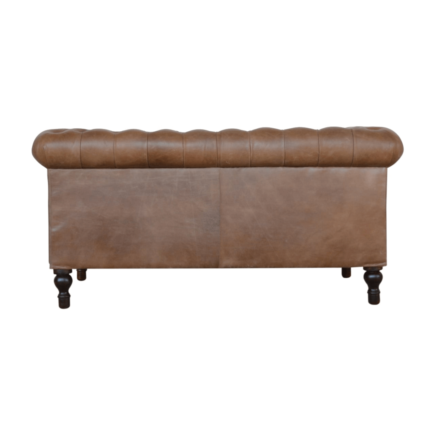 Button Tufted Rolled Arm Genuine Buffalo Leather Chesterfield Sofa Loveseat 59" - Revel Sofa 