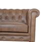 Button Tufted Rolled Arm Genuine Buffalo Leather Chesterfield Sofa Loveseat 59" - Revel Sofa 