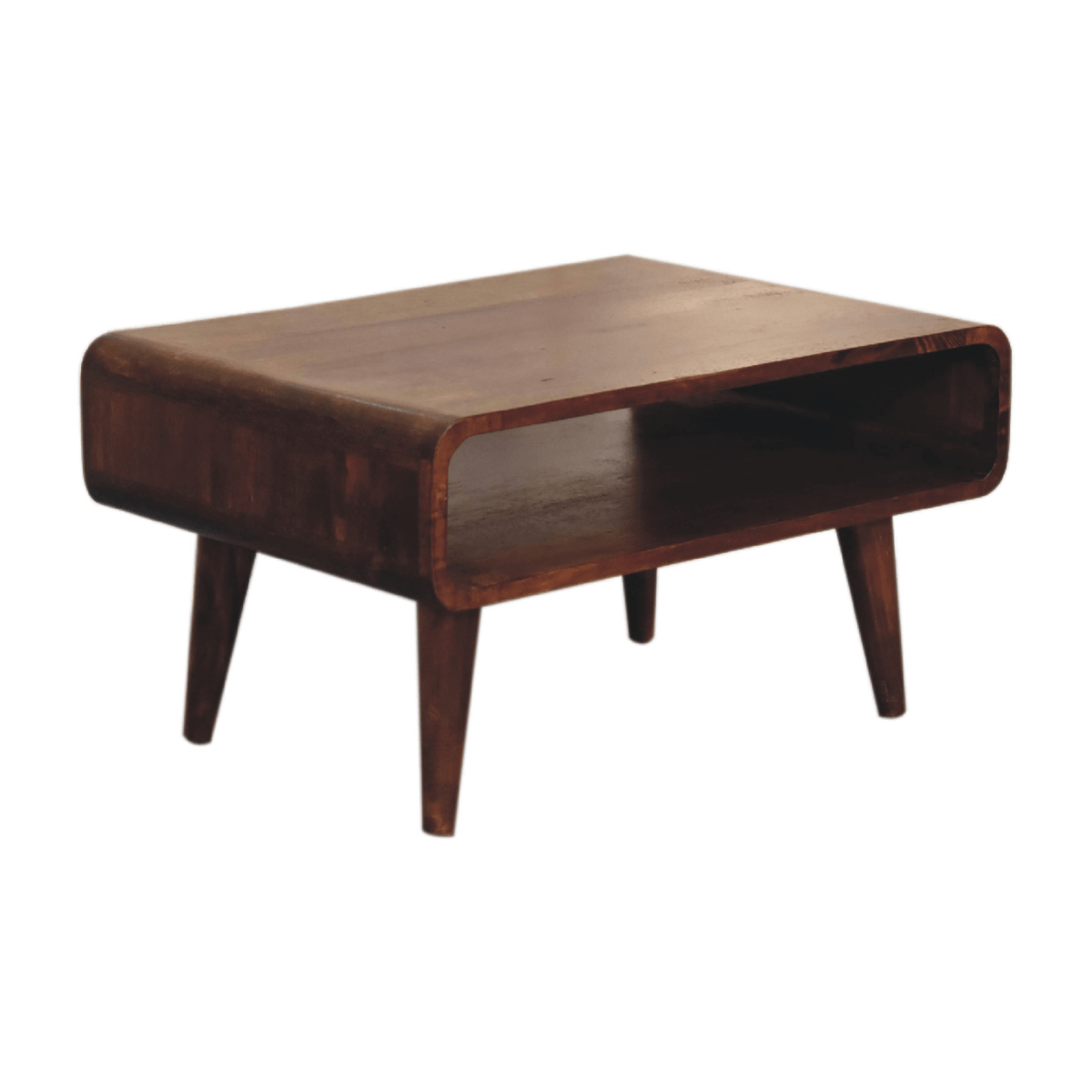 MCM Inspired Solid Mango Wood Coffee Table Open Design 26" - Revel Sofa 