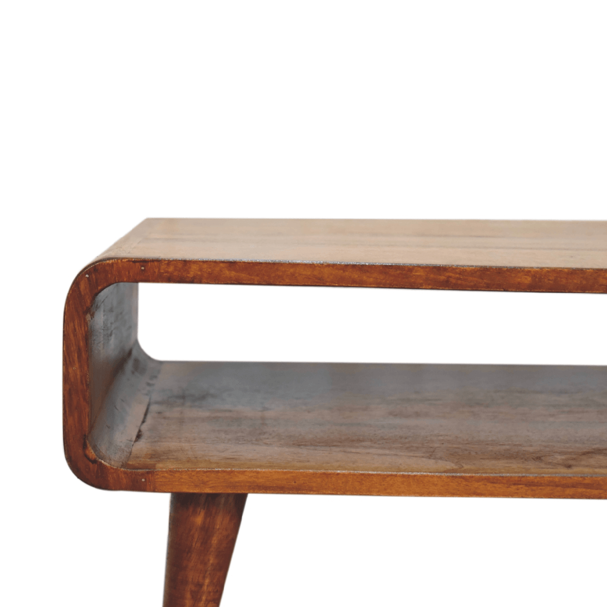 MCM Inspired Solid Mango Wood Coffee Table Open Design 26" - Revel Sofa 