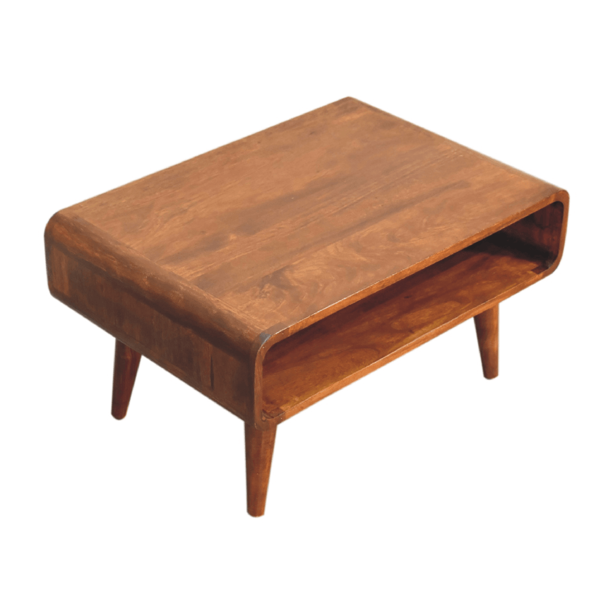 MCM Inspired Solid Mango Wood Coffee Table Open Design 26" - Revel Sofa 