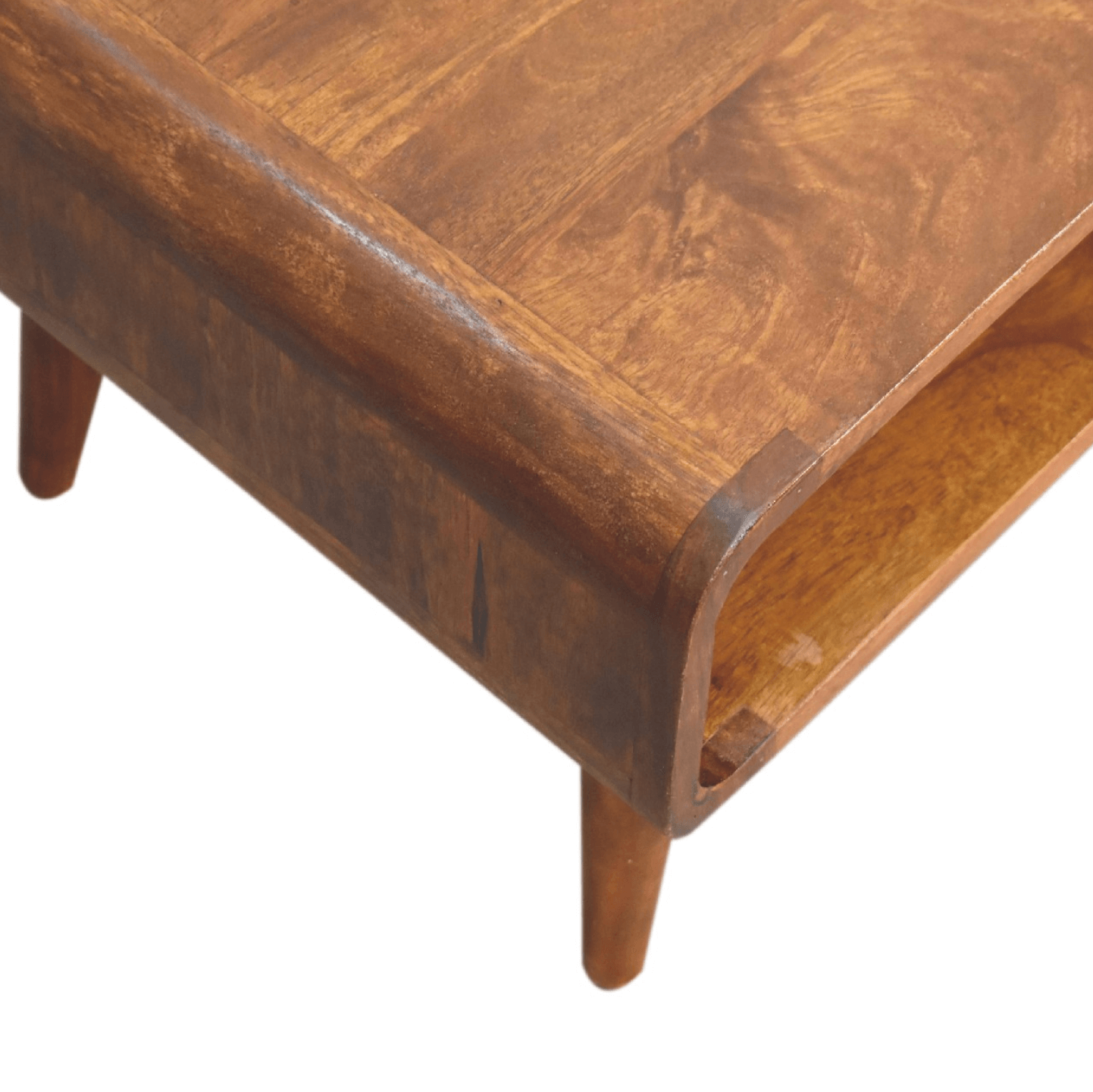 MCM Inspired Solid Mango Wood Coffee Table Open Design 26" - Revel Sofa 