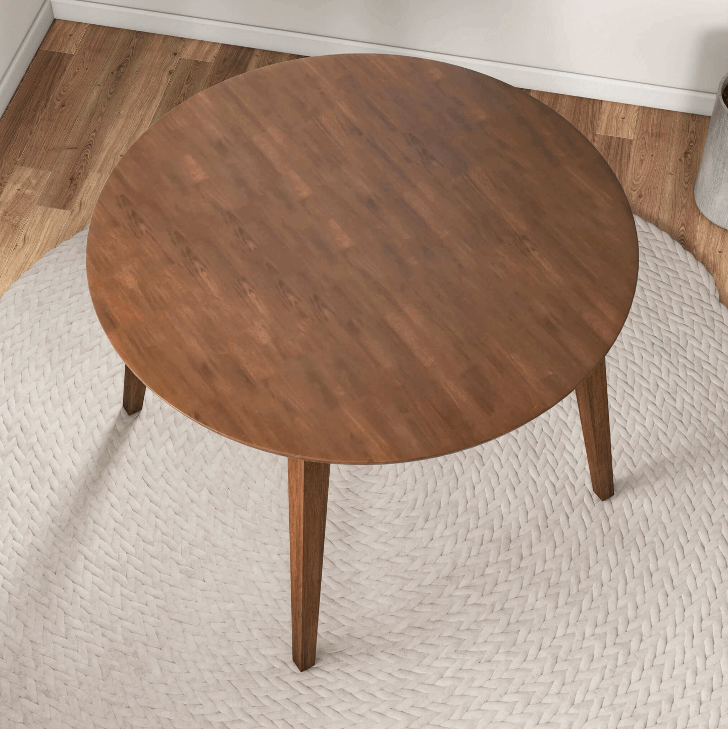 Lara MCM Round Solid Wood Dining Table 43" - Revel Sofa 
