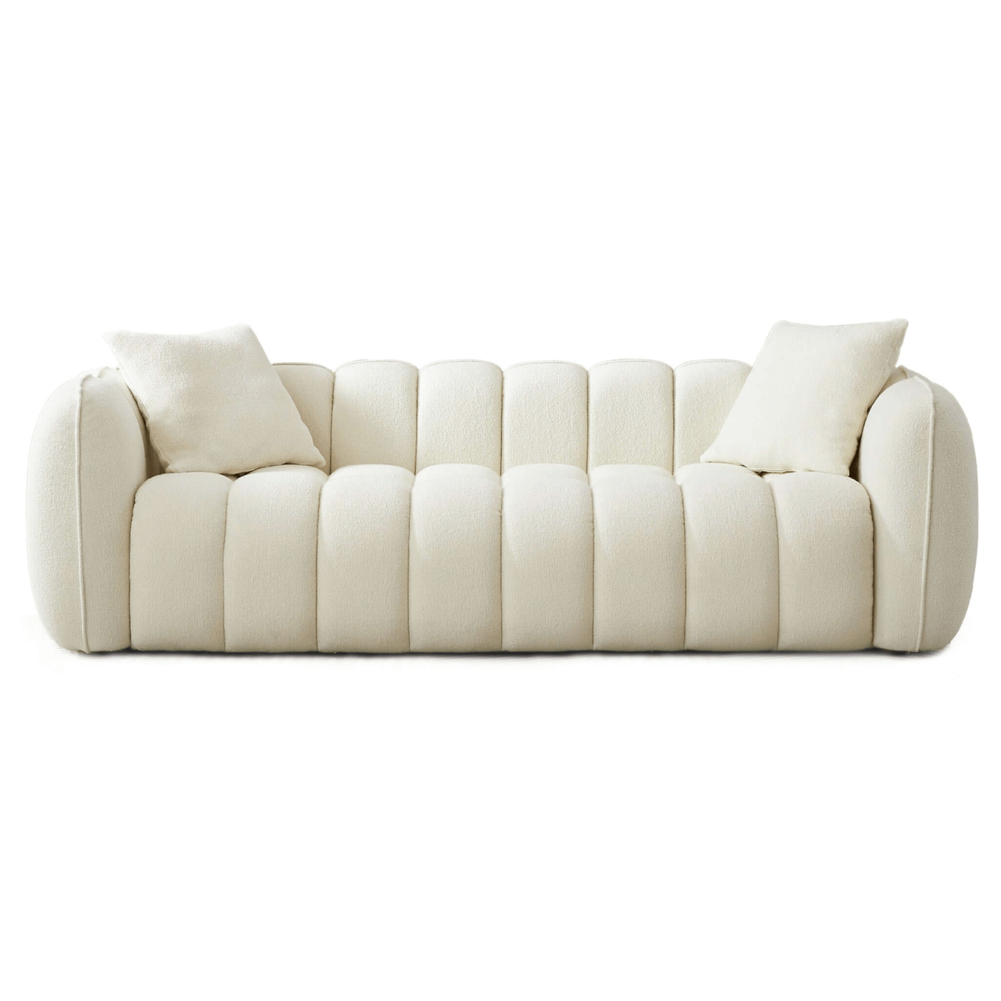 Marissa Channel Tufted Sofa, Cream Boucle 89" - Revel Sofa 