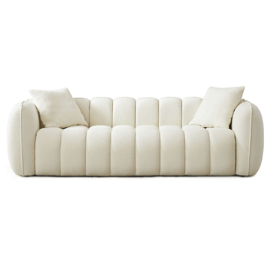 Marissa Channel Tufted Sofa, Cream Boucle 89" - Revel Sofa 