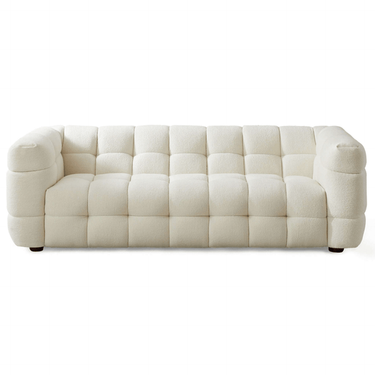 Morrison Tufted Boucle Sofa Couch, Cream 90" - Revel Sofa
