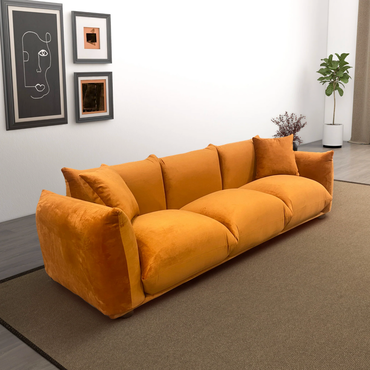 Kely Boho Chic Plush Sofa Couch 100” - Revel Sofa 