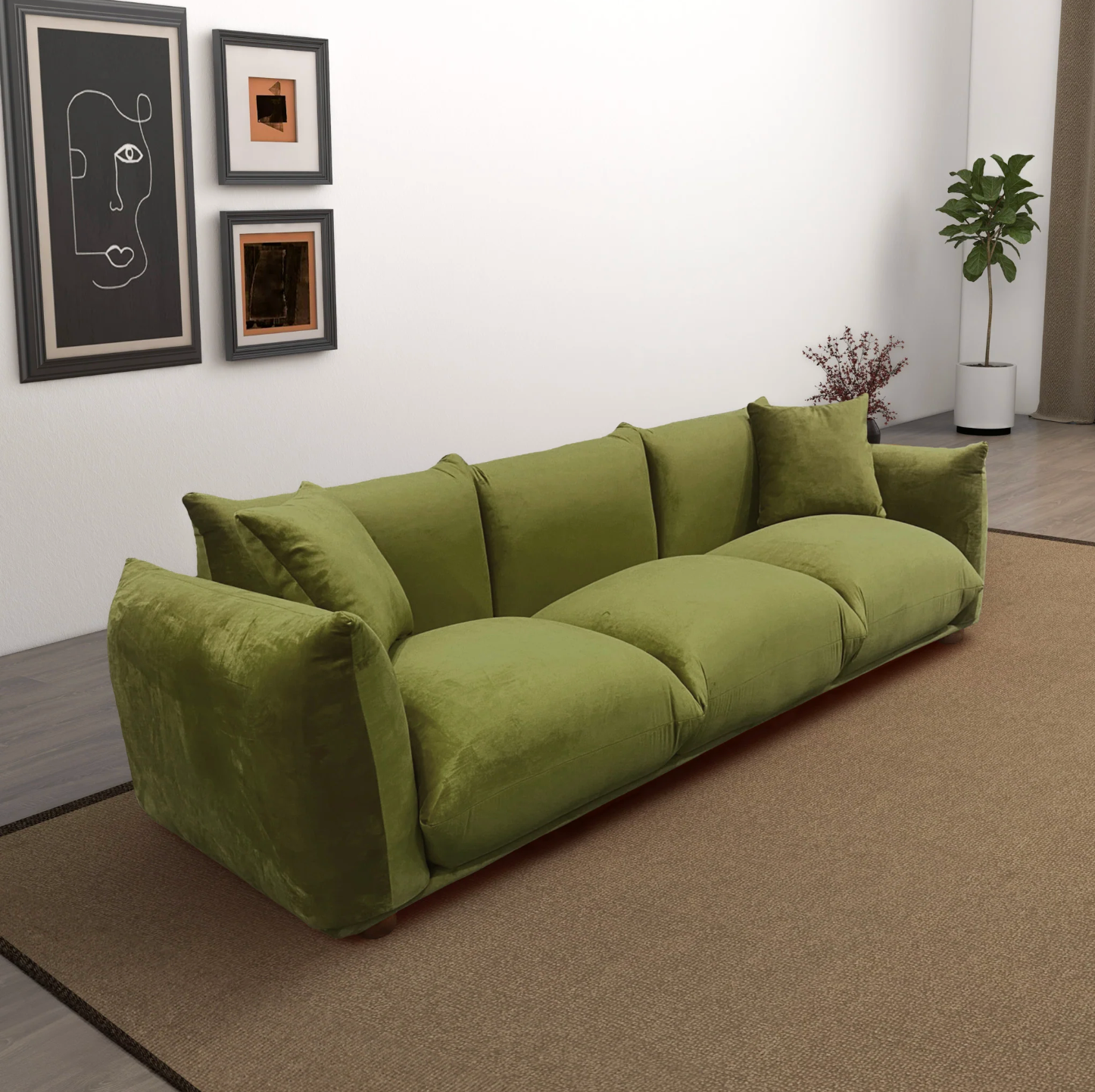Kely Boho Chic Plush Sofa Couch 100” - Revel Sofa 