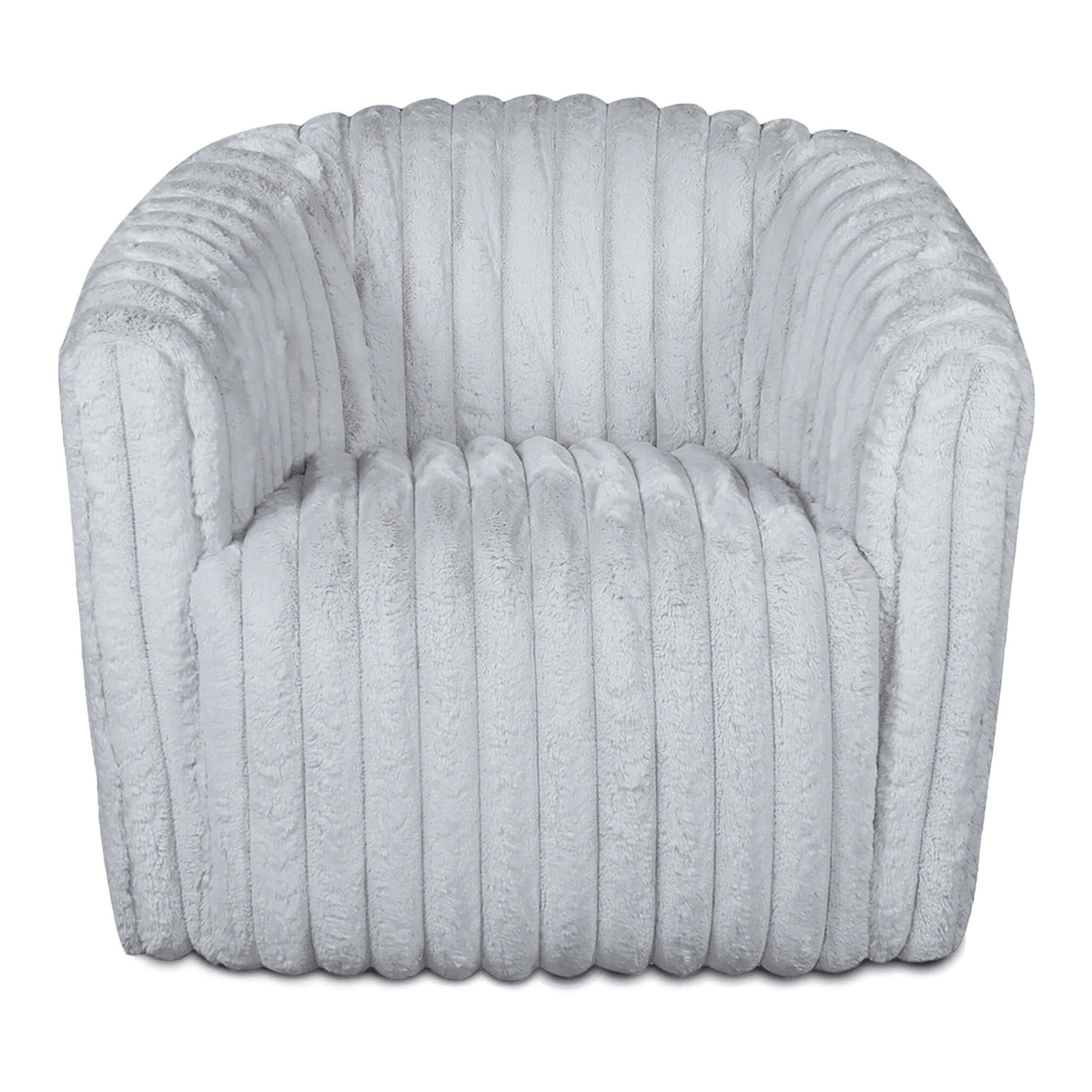 Mira Velvet Channel Tufted Swivel Lounge Chair in White or Gray - Revel Sofa 