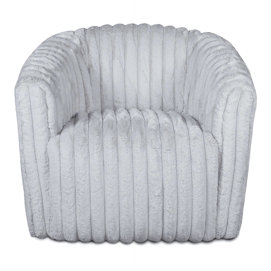 Mira Velvet Channel Tufted Swivel Lounge Chair in White or Gray - Revel Sofa