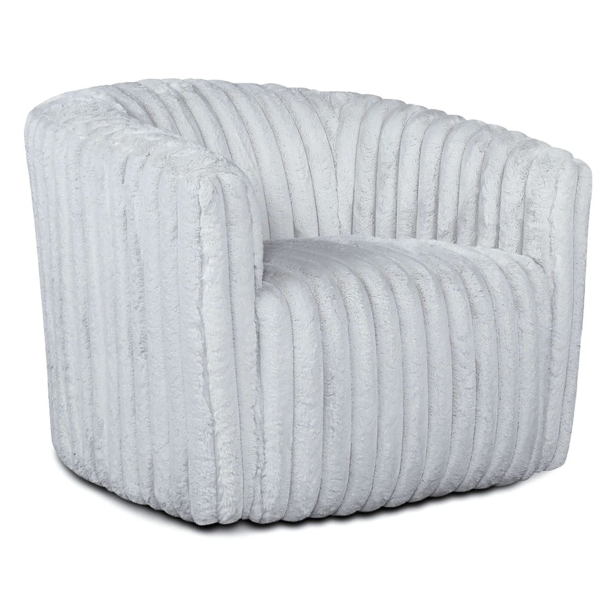 Mira Velvet Channel Tufted Swivel Lounge Chair in White or Gray - Revel Sofa 